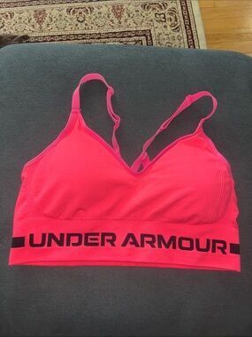 Under Armour Neon Pink Wireless Sports Bra with Logo Band